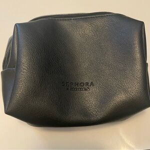 Sephora Black Faux-Leather Toiletry Pouch makeup bag accessories travel bag